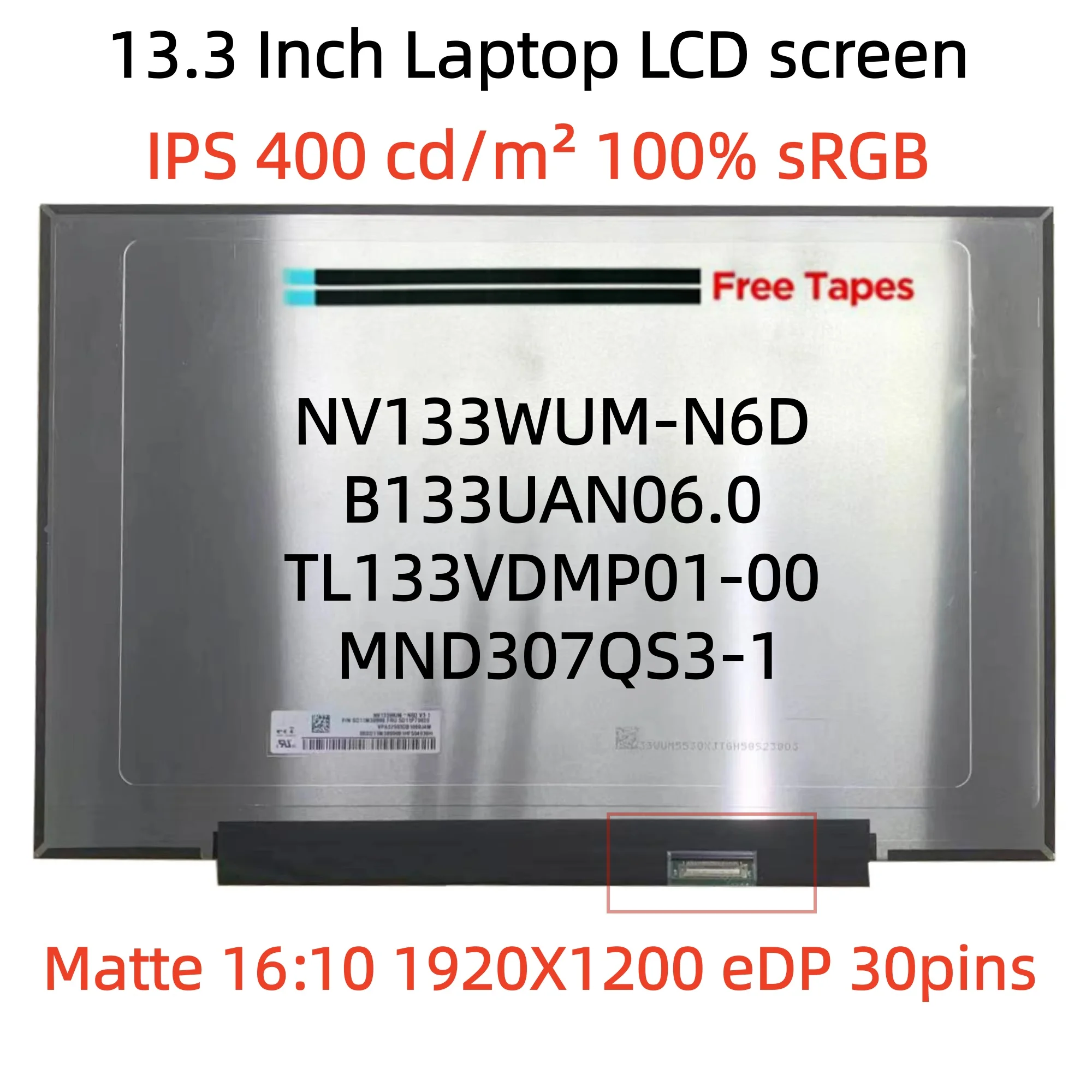 レノボ IdeaPad スリム 5 13ARP10 ディスプレイマトリックスパネル 16:10 TL133VDMP01-00 MND307QS3-1 NV133WUM-N6D B133UAN06.0 WUXGA 1920X1200