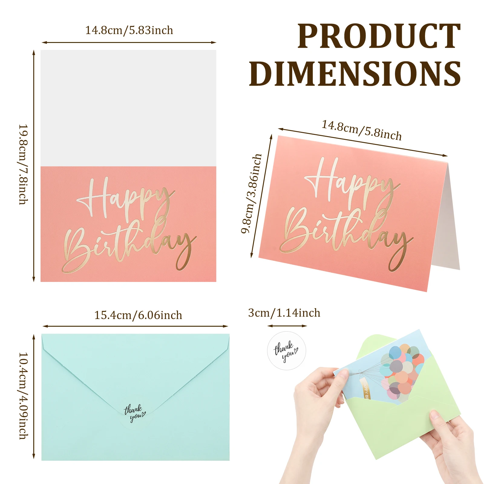 36/60Pcs Thick Cardstock Happy Birthday Cards Multipack Assorted Birthday Artwork Blank Greeting Card with Envelope Seal Sticker