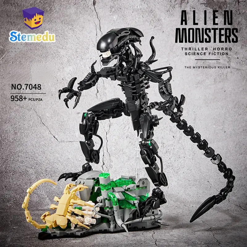 

958PCS Alien Monster Building Blocks Set - MOC Xenomorph Model Kit for Adults Children Collectible Toy Creative Construction