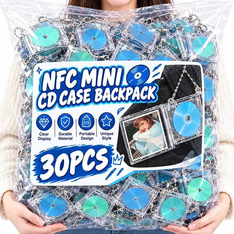 30/1pcs NFC DIY Blank Album Keychains Mini CD Disc Case Peripheral Commemorative Case Pendant for Backpack Hanging Pendants