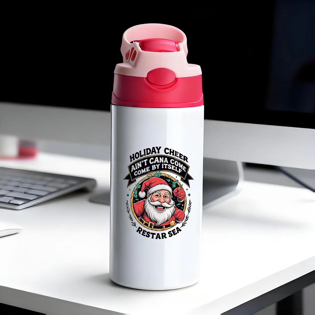 

304 stainless steel thermal cup + kids' straw cup + Christmas limited edition cartoon Santa Claus design musthave holiday gift