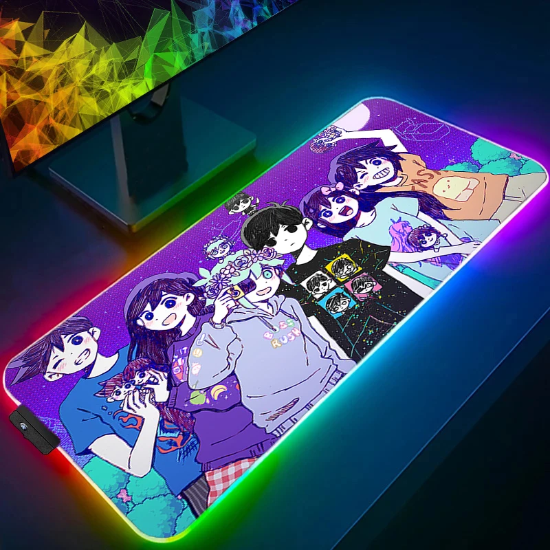 

Computer Varmilo Keyboard Pad LED Purple Mouse Pad Anime Gaming Accessories Table Gamer Carpet RGB Desk Mat Omori Sunny Mousepad
