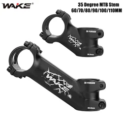 WAKE Ultralight Bike Stem 25 35 Degree 31.8mm MTB Power 60/70/80/90/100/110mm Mountain Road Bicycle Handlebar Stem Bicycle Part