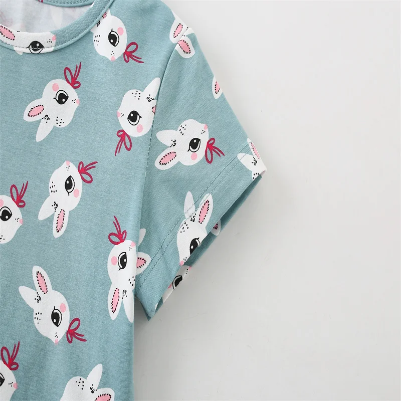 Jumping Meters 2-7T Summer Princess Girls Dresses Short Sleeve Animals Bunny Children\'s Clothing Hot Selling Toddler Kids Frocks