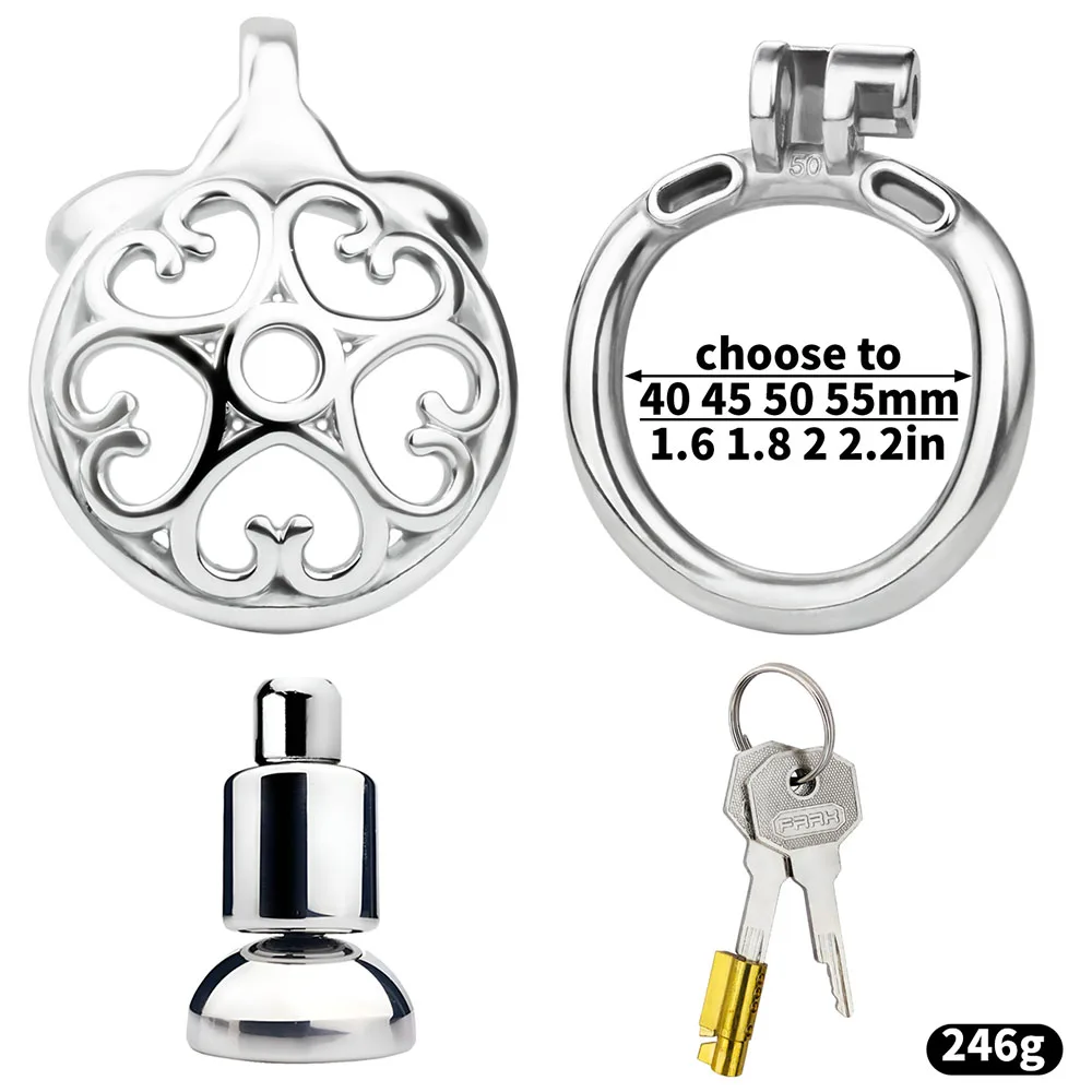 FRKO Flat Penis Lock Cage Inverted Chastity Cage Stainless Steel Detachable Urine BDSM 성인용품 Sex Toys For Sissy Men Slave Games - view 6