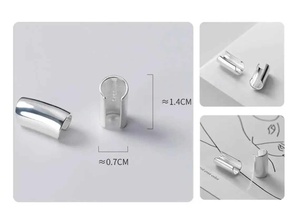 Real 925 Sterling Silver Smooth Surface Ear Cuff Clip on Earrings For Women Wedding Party Fine S925 Jewelry DA1794