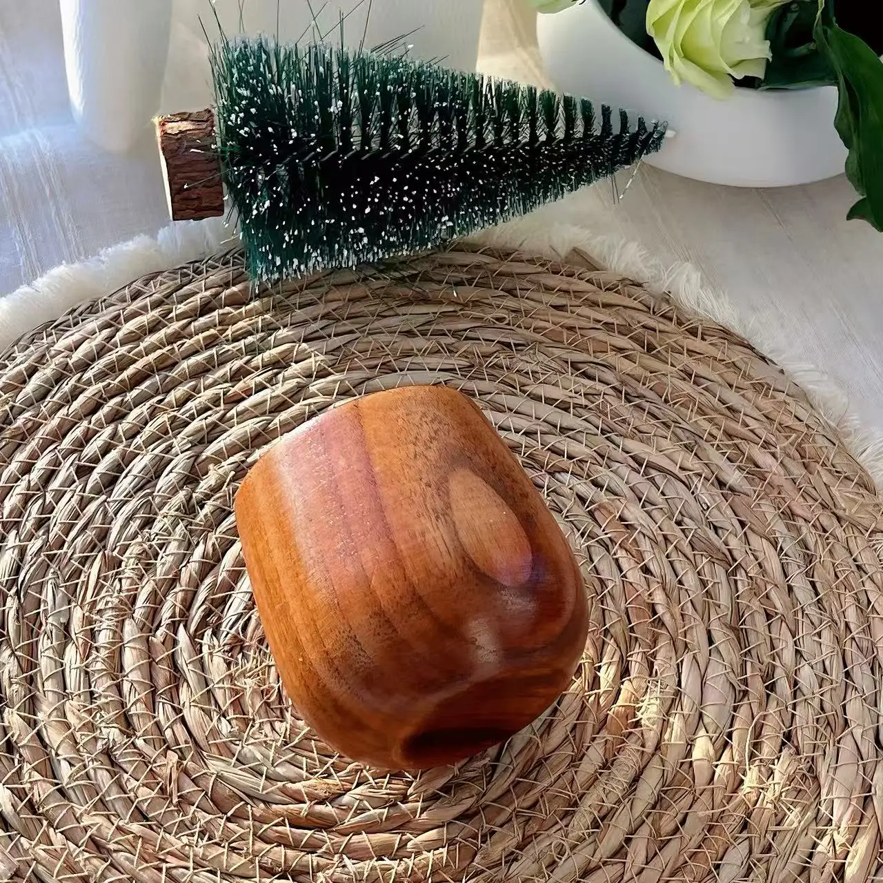 Eco Friendly Carbonized Solid Wood Cup Pot Belly Tea Cup Wine Cup Food Safe Natural Water Drinks Household Daily Use Smooth Crea