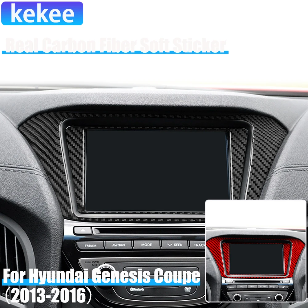 

Real Carbon Fiber Car Accessories Center Display Surround Trim Cover Soft Sticker For Hyundai Genesis Coupe 2013 2014 2015 2016