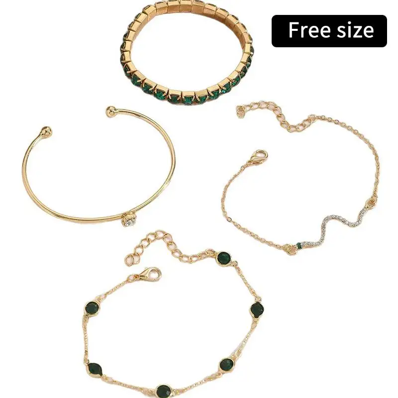 3-5 Stück/Set Luxus-Strass-Kristall-Armbänder, Modische Geometrische Quadratische Verstellbare Manschettenarmbänder, Schmuckset Geschenk – Detail 5