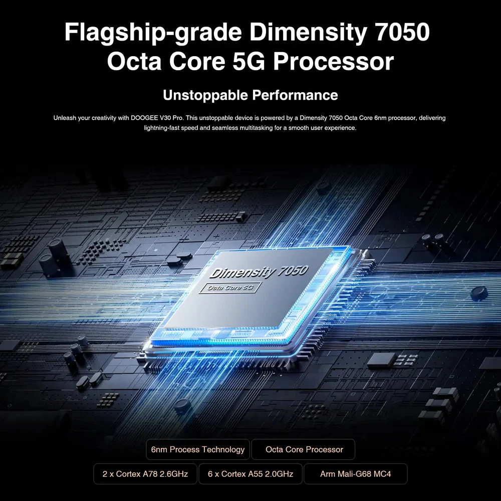 V30 Doogee Pro 5G 6.58 "FHD 32 RAM + 512 ROM กล้อง200MP dimensity 7050 120Hz จอแสดงผล10800mAh WiFi6ลำโพงสเตอริโอ Hi-Res