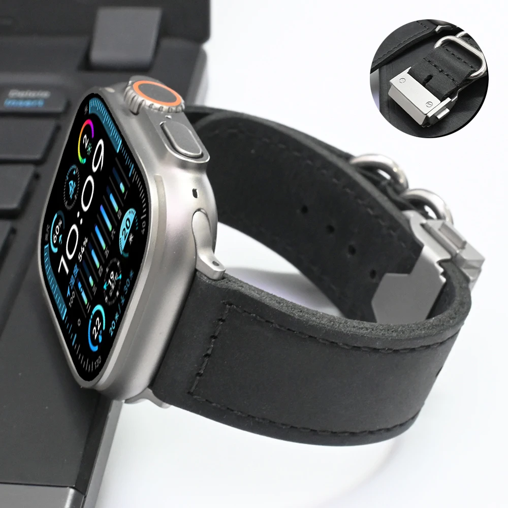 

Leather Men Bracelet for Apple Watch Band Ultra 2 49mm 45mm 44mm 46mm 42 38 41mm 40mm Luxury Strap IWatch Series 10 9 6 5 Se 7 8
