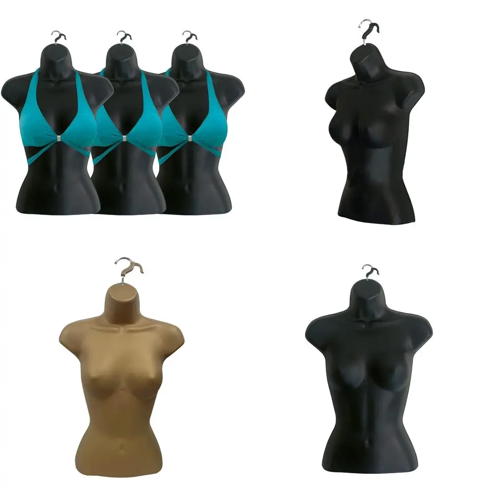 

Stackable Hollow Back Female Mannequin for T-Shirt Display, Countertop, Craft, Hanging Hooks Included