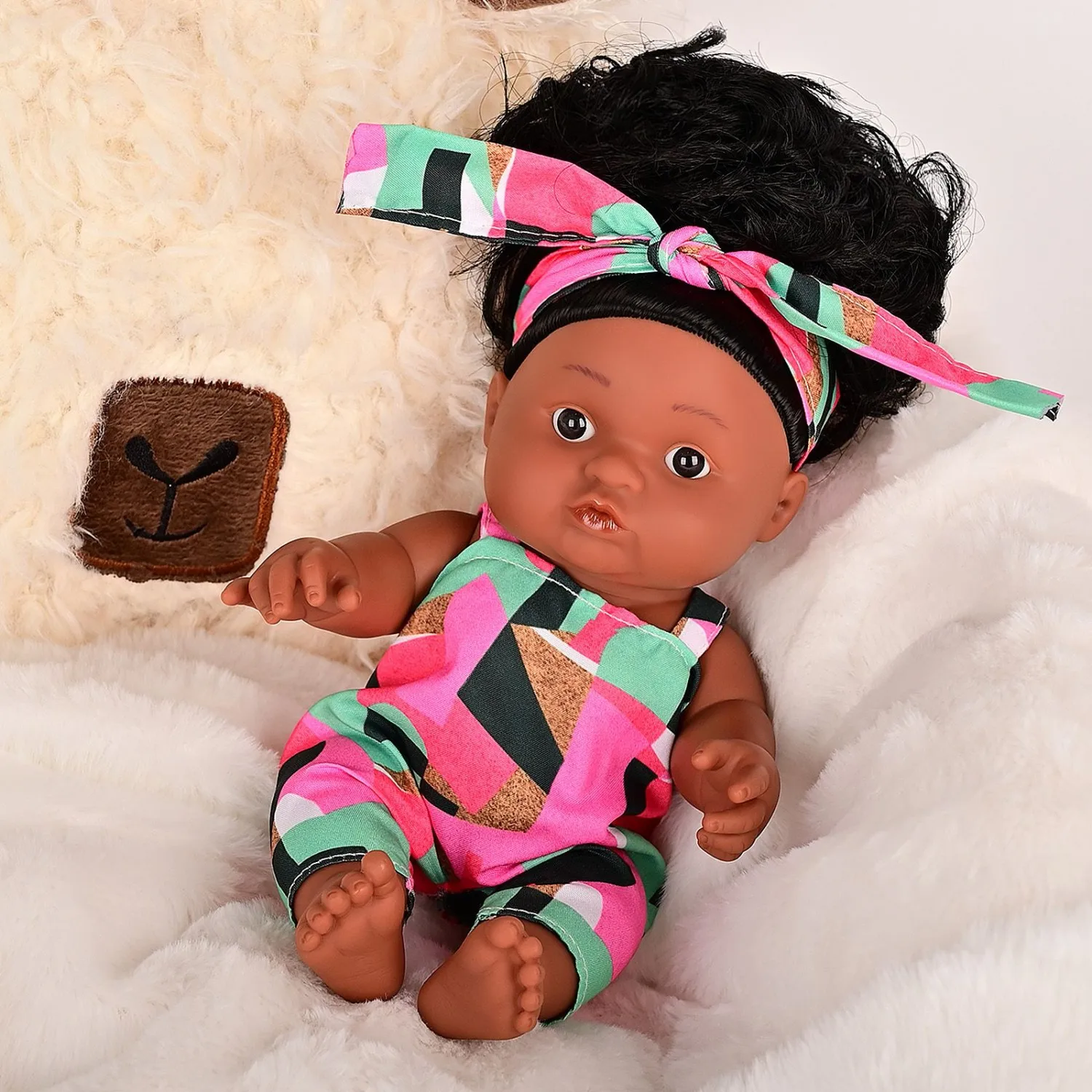 

12 Inch Reborn African American Doll | Simulated Enamel Fashion Doll with Clothes Set | Children's Party Gift for 3+ Years Old (