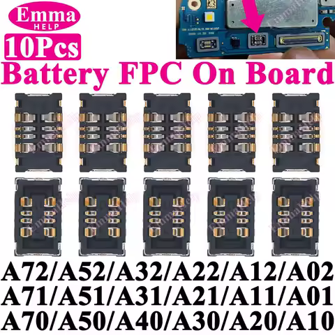10Pcs Battery FPC Connector For Samsung A52 A32 A22 A52s A72 A71 A31 A51 A50s A30s A10 A20 A20e On Board inner Cilp Contact Plug