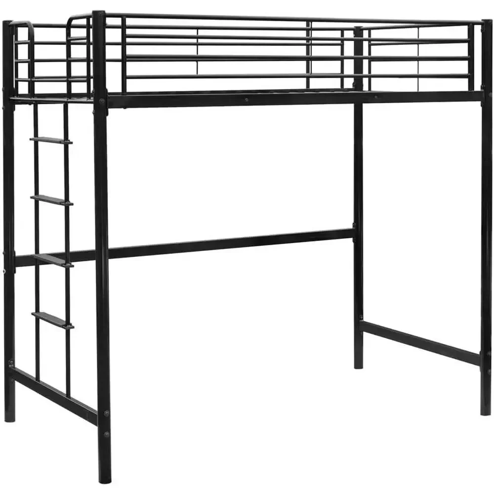 Space-Saving Metal Loft Bed for Kids, Adults, and Teens, Black