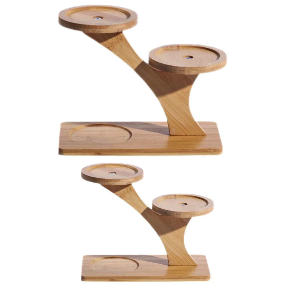 

2 Pcs Bamboo Placemats Succulent Plants Stands Lid Kit Shelf Desktop Tabletop Display Window