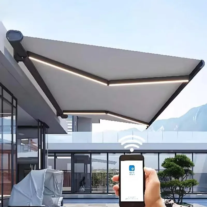 Sunshade Motorized Control Toldos Full Cassette Retract Awning for Garden Buildings Outdoor Patio