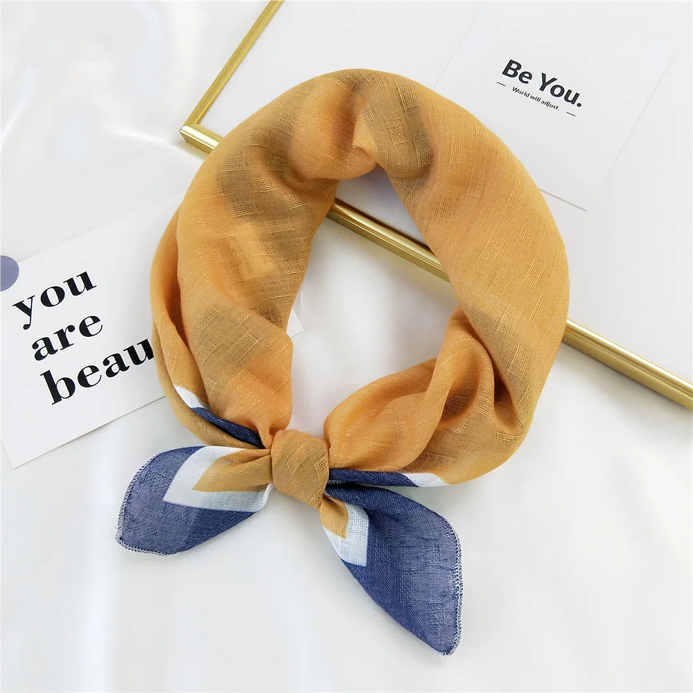 square headband Women Fashion hijab Solid Color Bandana Neck Scarf Female Handkerchief Hair Bands Cotton Small Square 58*58cm