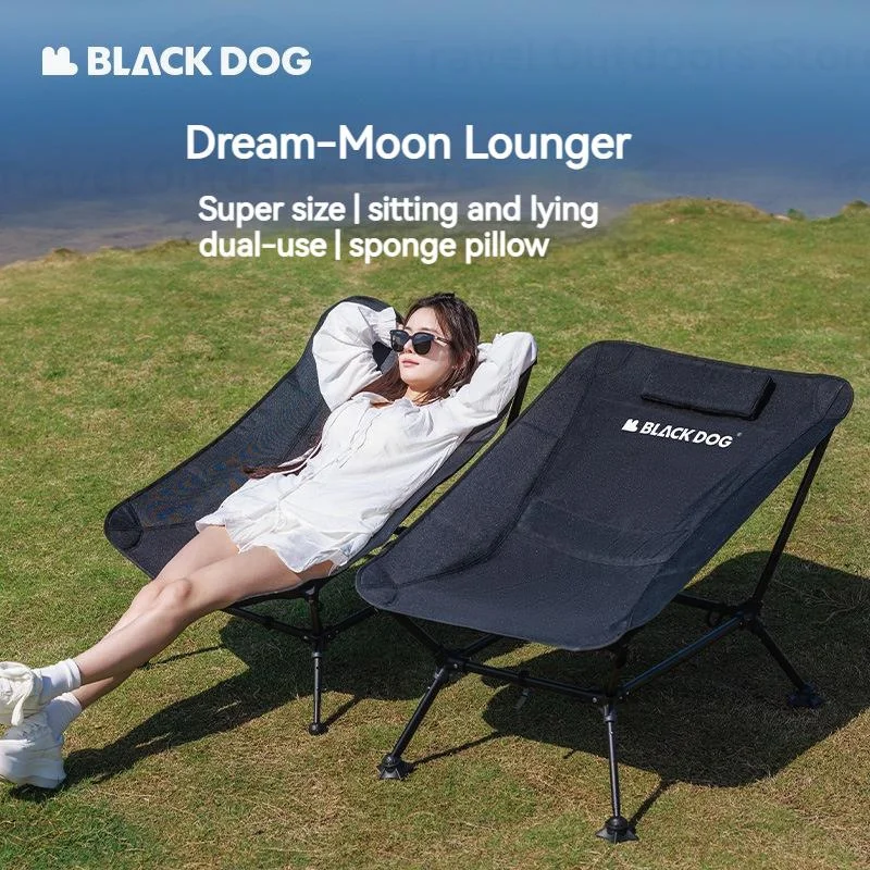 Naturehike Blackdog Camping Chair Ultralight Moon Recliner Foldable for Outdoor Fishing Travel Picnic Portable Chair With Pillow