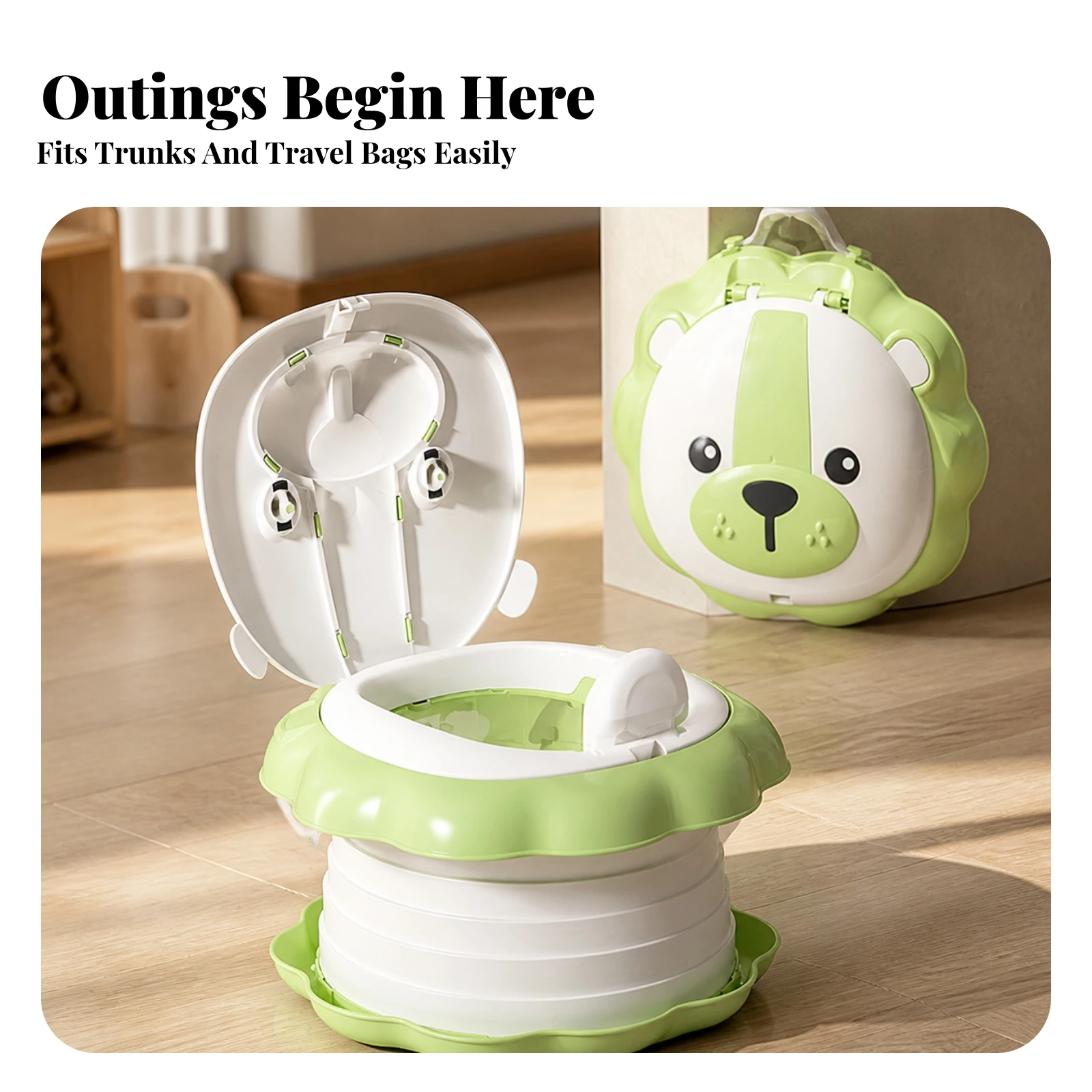 Collapsible Potty with Carry Handle Compact Folding Potty Portable Toilet with Splash Guard Easy Setup for Toddlers, Car Trips