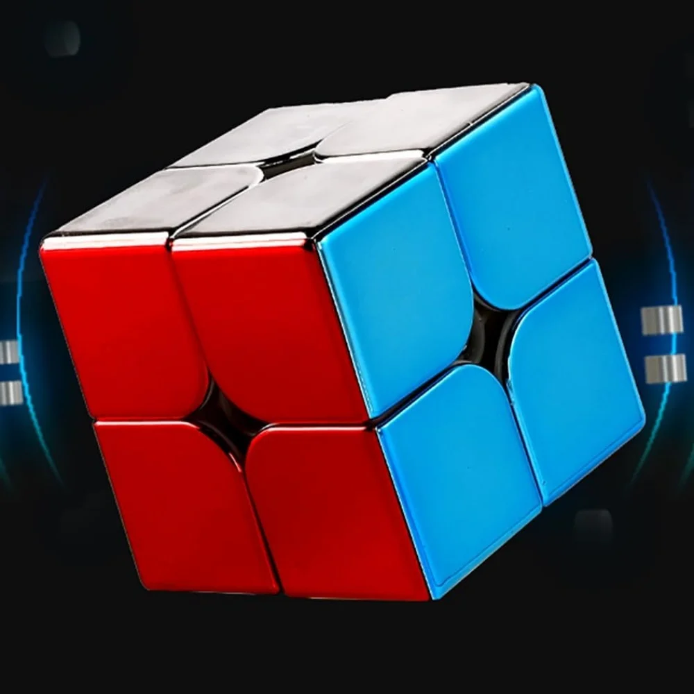 Shengshou Magnetic Dazzling Colors Metallic 2X2 Speed Cube Shiny Cube Mirror Reflective stickerless Metallic 2x2x2 Puzzle