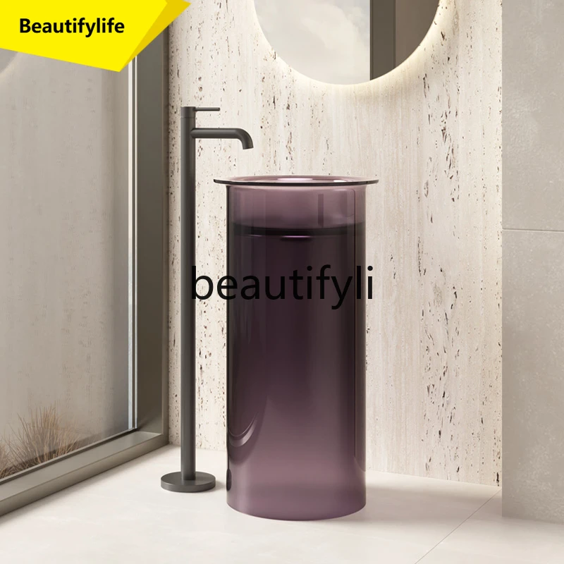 

cn0420 Floor-to-ceiling transparent resin wash basin Bathroom color art column basin