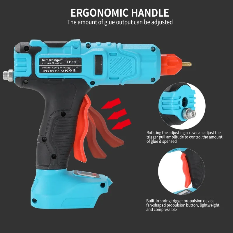 

【Hot Item】18V Lithium battery Hot Melt Glue Gun 110-240V Mini Home Electric Heat Temperature Gun Repair Tool with d