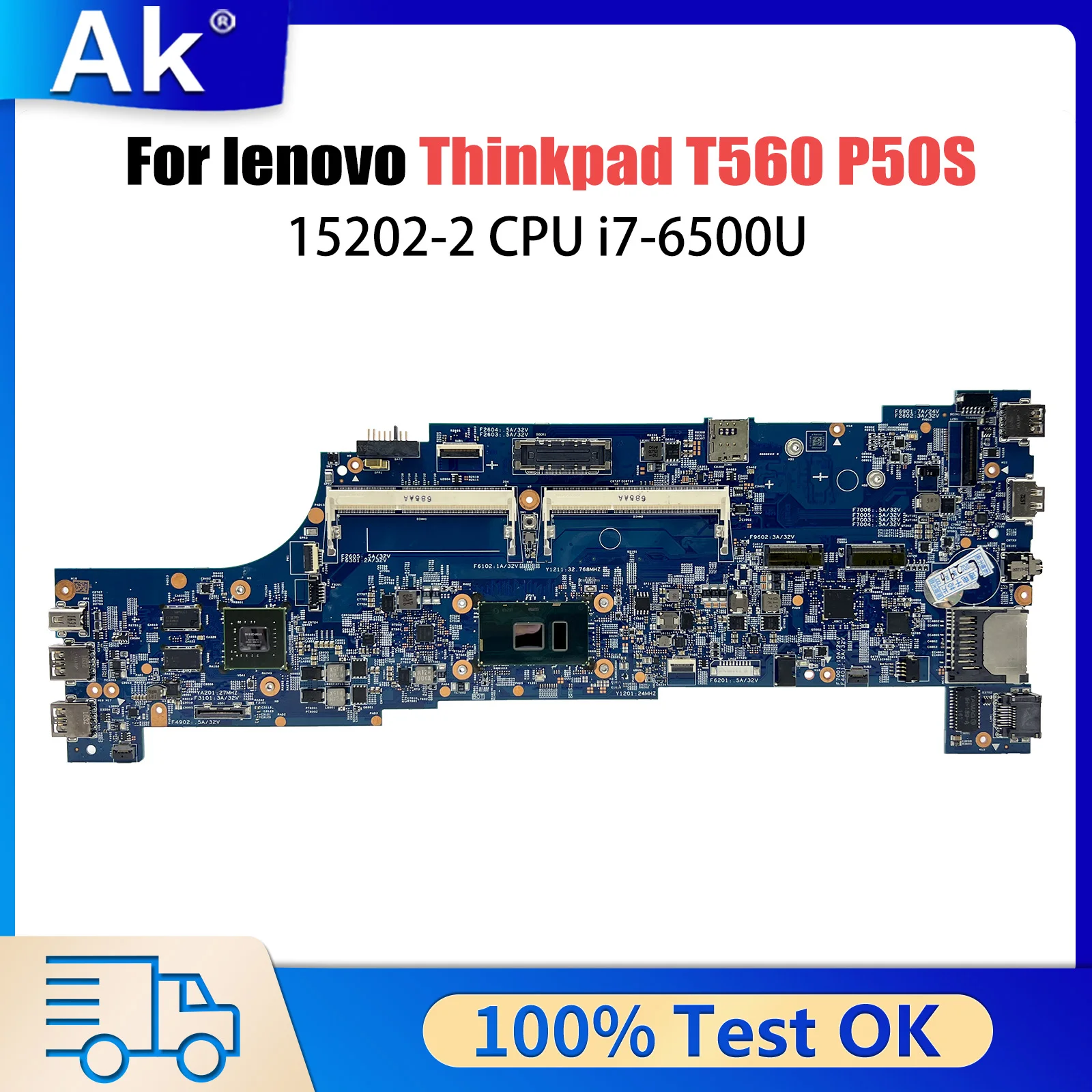 LENOVO ThinkPad P50S T560 노트북 메인보드 15202-2 01AY300 01AY304 I7-6500U 노트북 마더보드 전체 테스트