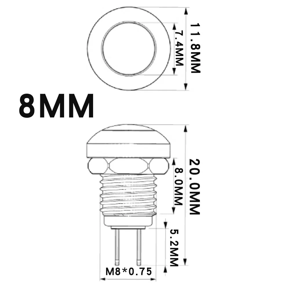 8mm Buttons Metal Power On Off Push Button Momentary Self-reset Mini Switch  Doorbell Horn Button Power Start Stop Red Blue 1NO
