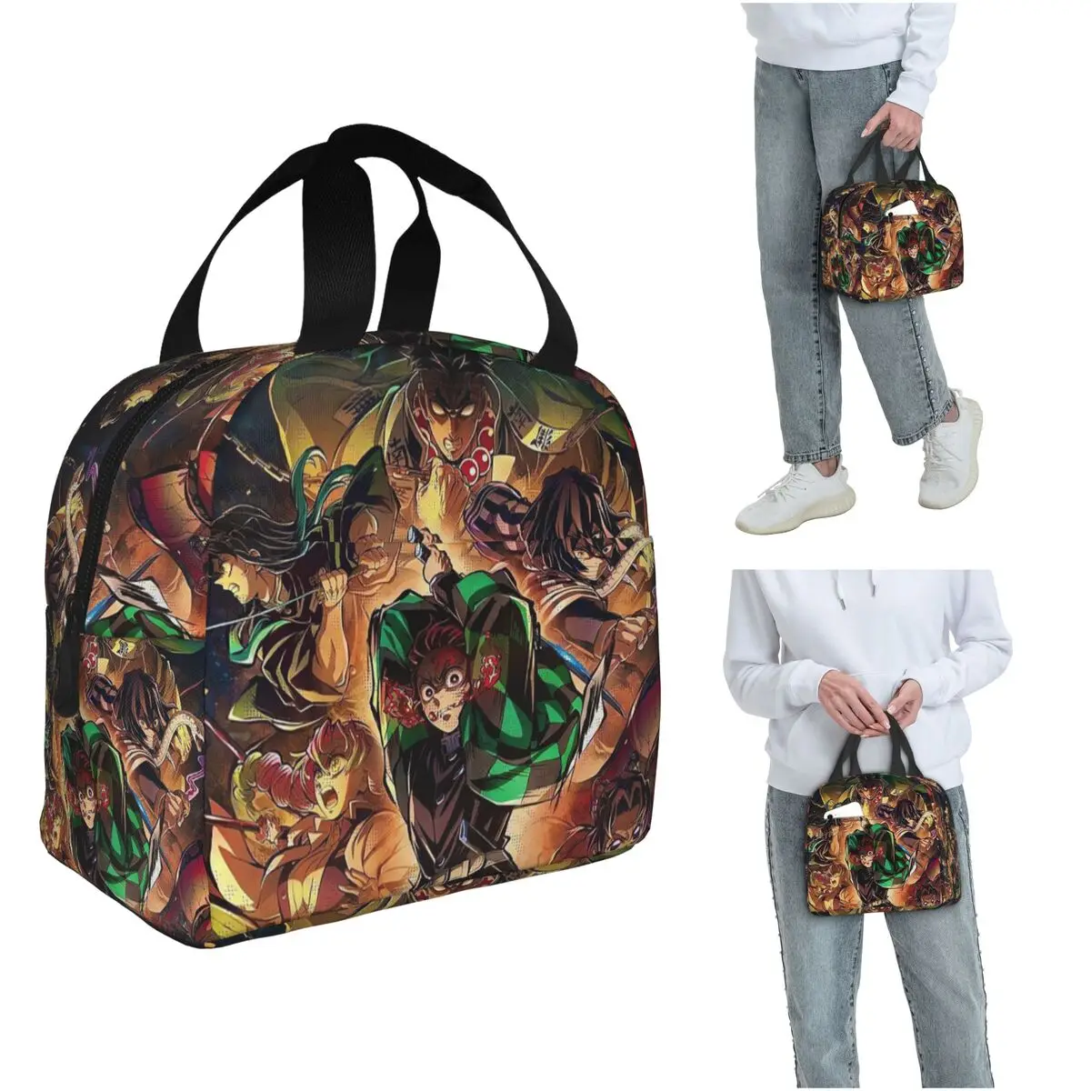 

Demon Slayer Insulated Lunch Bag for Kids School Cooler Thermal Food Box Tote Portable Lunch Boxes Container