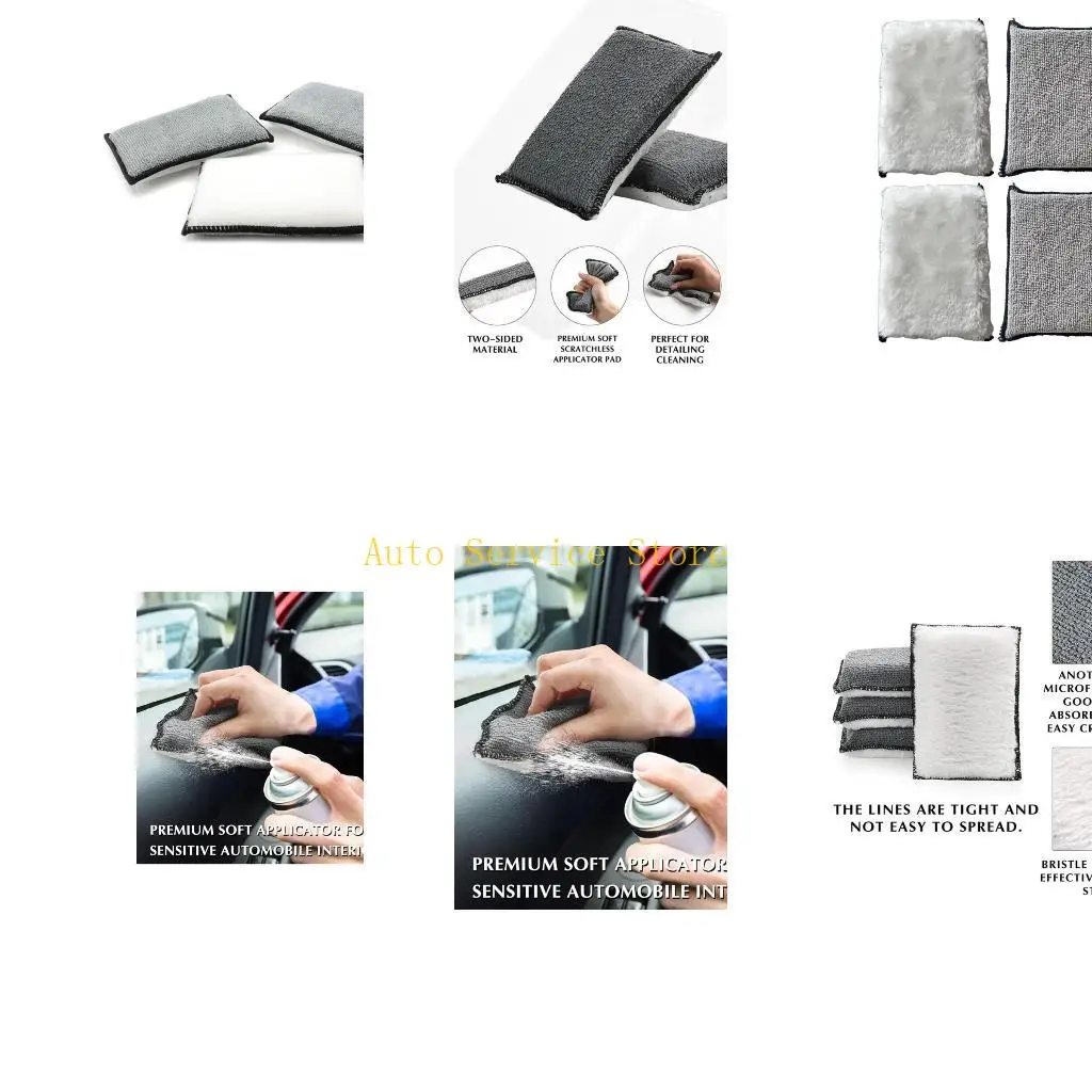 462A Pack of 4 Double Sided Towels Pads for Car Washing and Interior Scrubbing