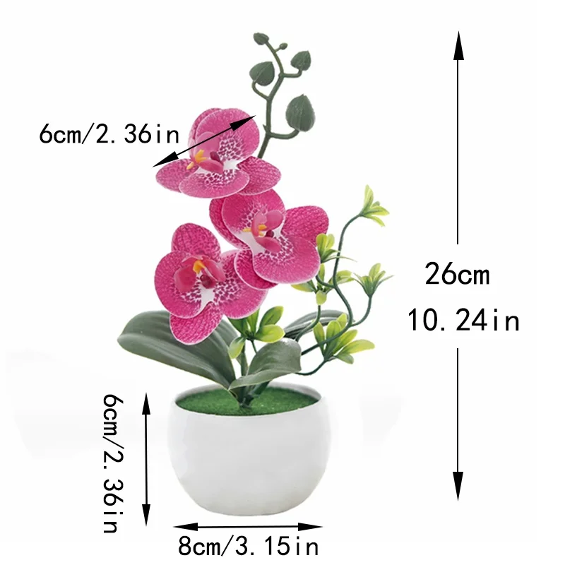 Simulierte Schmetterlings-Orchidee im Topf, künstliche Blumen, Bonsai-Pflanzen, für draußen, drinnen, Büro, Zuhause, Hochzeitsdekoration, Bonsai-Kunstblumen – Detail 4