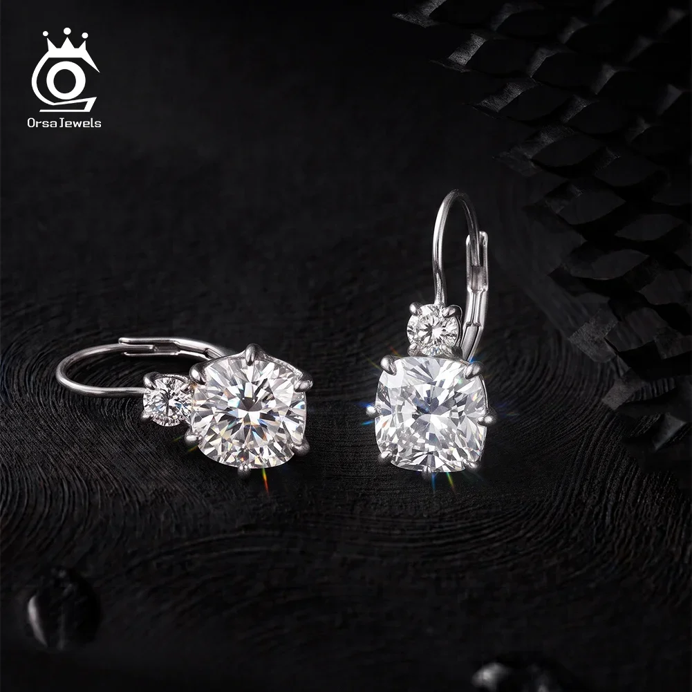 ORSA JEWELS Elegant D Color Moissanite Earrings 925 Sterling Silver Jewelry Gift for Women Wedding Anniversary Birthday MOE31