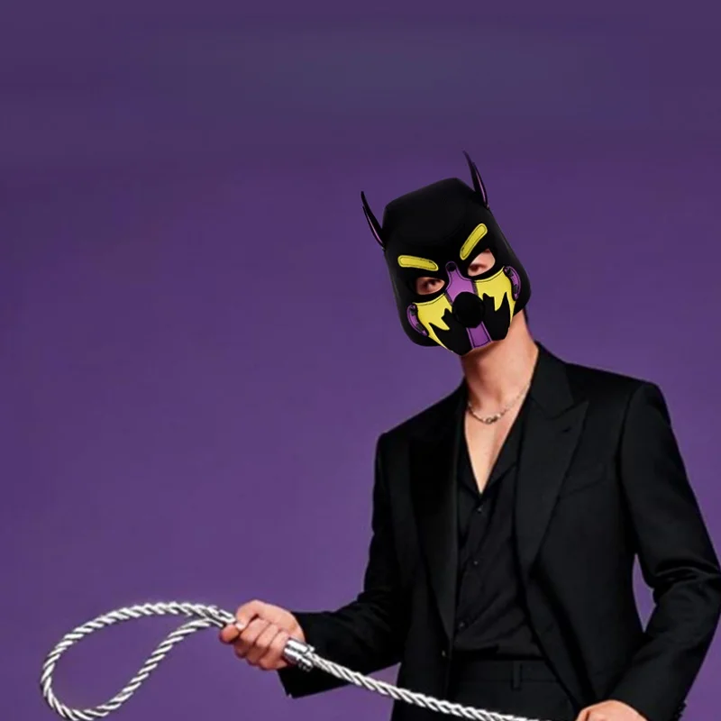 새로운 패션 유니섹스 섹시 코스튬 오픈 마우스 도그 풀 페이스 페티쉬 마스크 후드 할로윈 퍼피 플레이 파티 커플 게임용