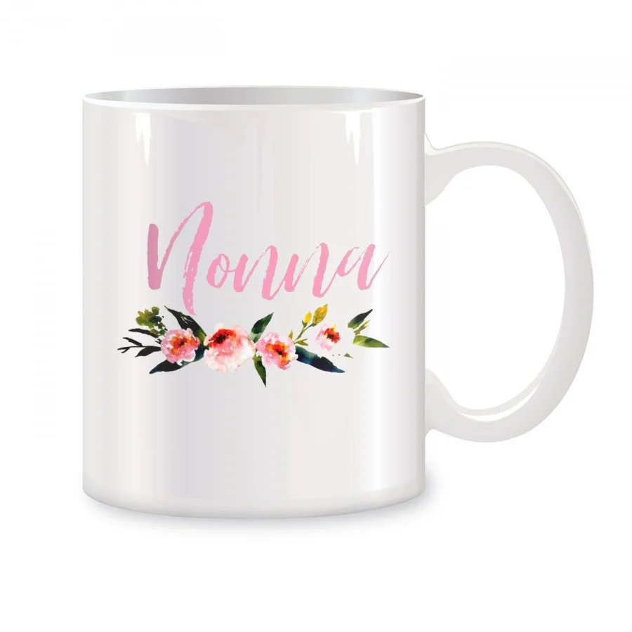 Floral Nonna Mugs For Italian Grandma Nana Mother Birthday Gifts Novelty Coffee Ceramic Tea Cups White 11 oz