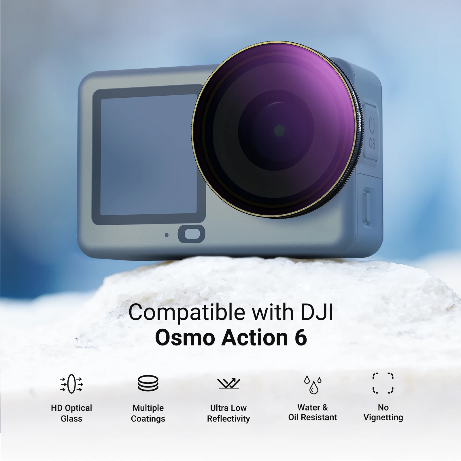 NEEWER ND/PL Filterset für DJI Osmo Action 6, ND8/PL+ND16/PL+ND32/PL+ND64/PL Polarisierende Neutraldichte-CPL-Objektivfilter – Detail 2
