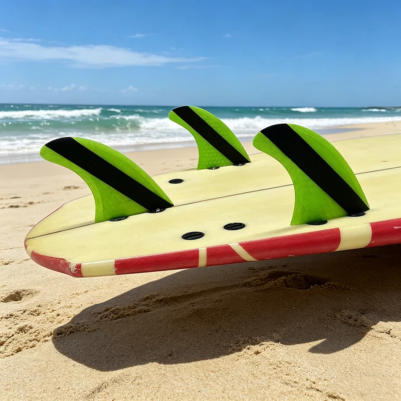 UPSURF Surfboard Double Tabs Fins S/M Green With Black Surfboard Fin Honeycomb Fibreglass Fin Free Shipping