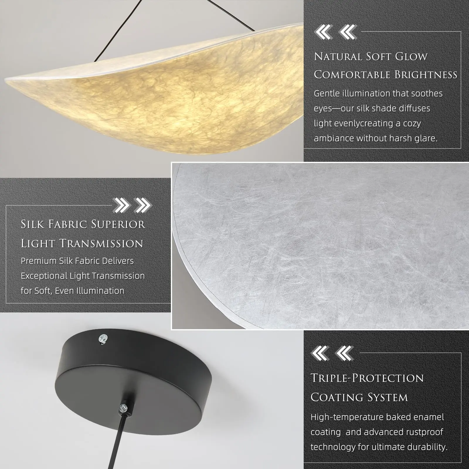 Silk Pendant Light - Adjustable Height Modern in Wabi-Sabi Aesthetics Cloud Design for Dining Room, Study