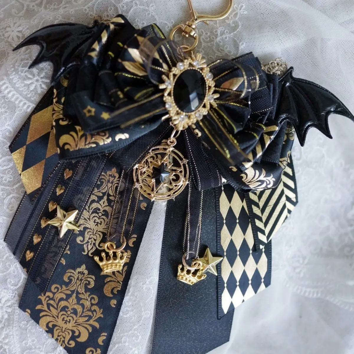 Luxo Anime Cosplay Artesanato, Bow Ribbon, Ita Bag Carat, Rod Acessórios, Decoração Mochila Lolita