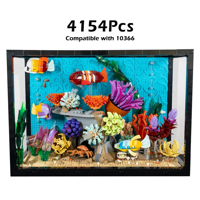 4154 Stuks Tropische Aquariums Model Stenen Speelgoed Visbak Decoratieve Patchwork Bouwstenen Set Kindercadeau Compatibel met 10366 - afbeelding 1