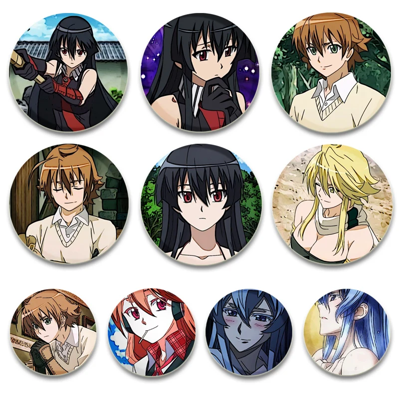 32/44/58mm Anime Brooches on Backpack Cartoon Coplay Badge Akame Ga Kill Enamel Pins Backpack Clothes Gift Accessory