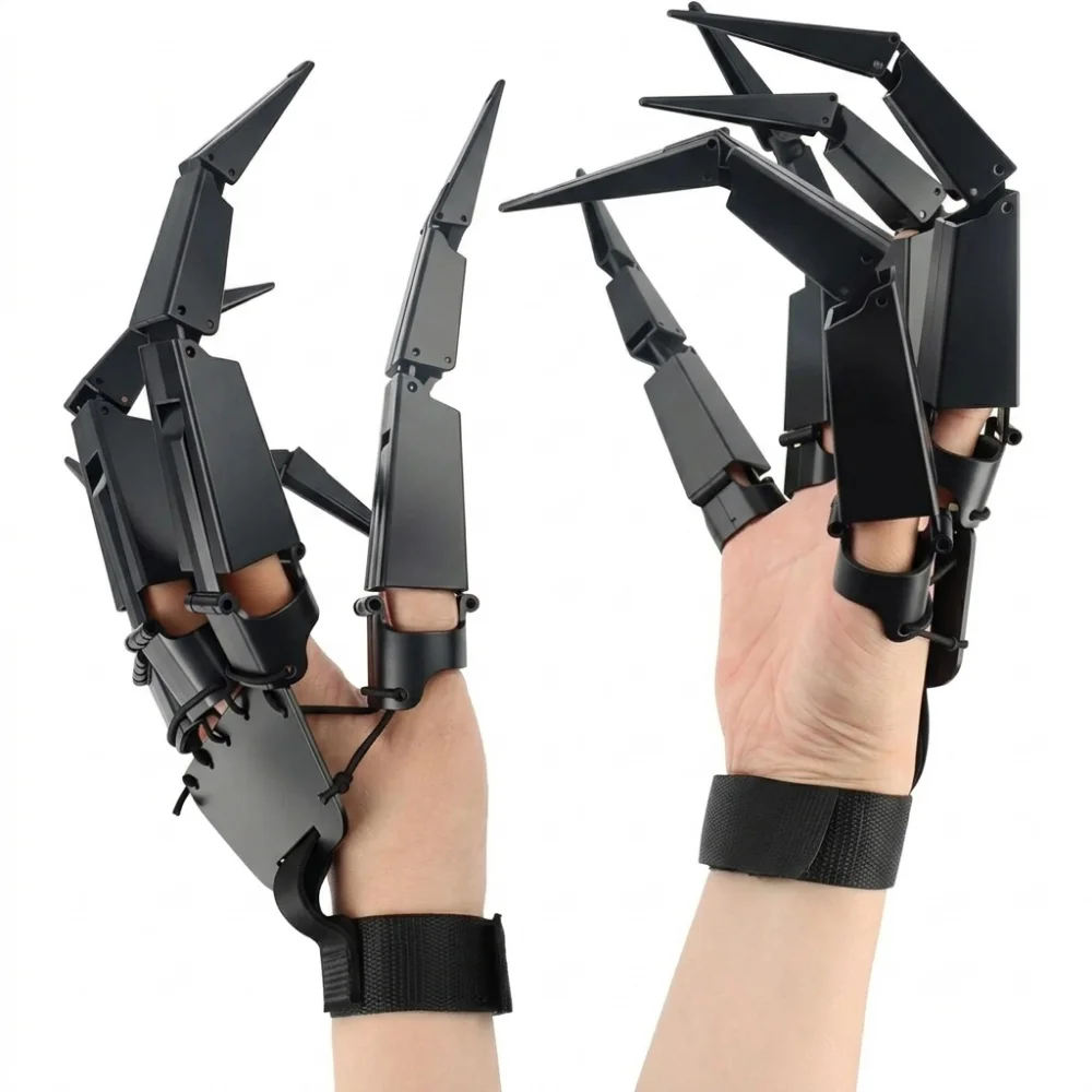Articulated Fingers Skeleton Claws 3D Printed Flexible Hand Extensions Cosplay Halloween Party Props