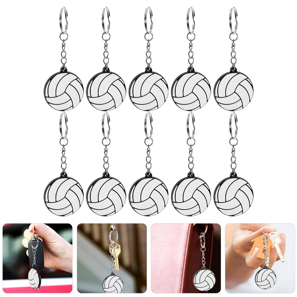 

10Pcs Volleyball Keychains Mini PVC Decorative Hanging Bag Pendants Compact Accessories for Backpacks Big Keychain