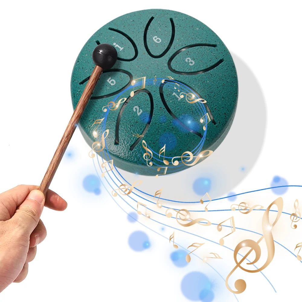 Steel Tongue Drum 3 Inch 6 Notes Percussion Instrument Balmy Drum with Drum Mallets for Meditation Yoga Beginners Majors Family