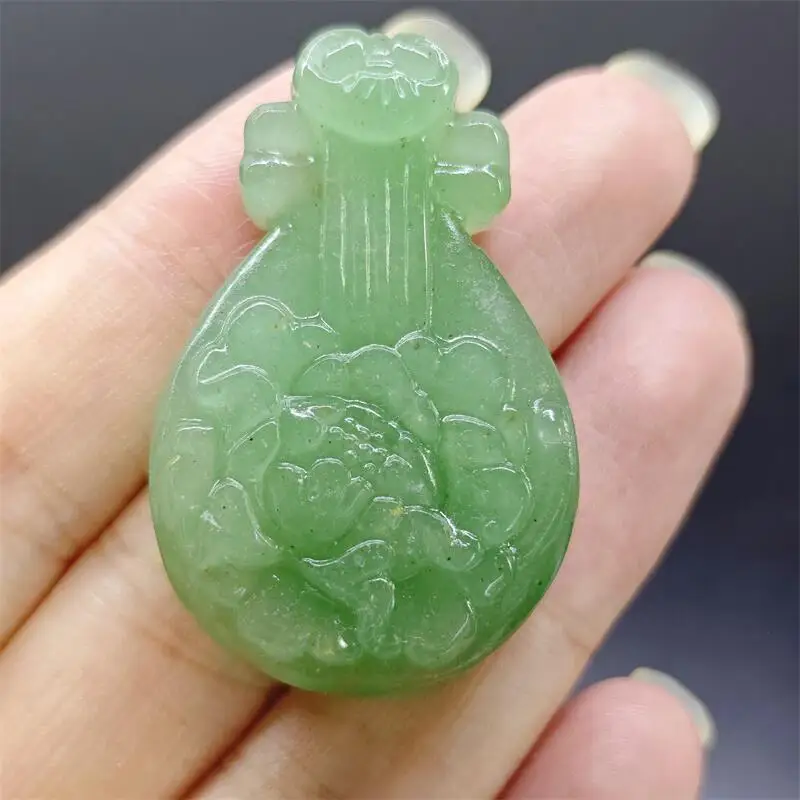 

Natural Green Aventurine Chinese-style Pipa Carving Witchcraft Ornaments Home Decoration Accessories Room Decor Gift 1pcs