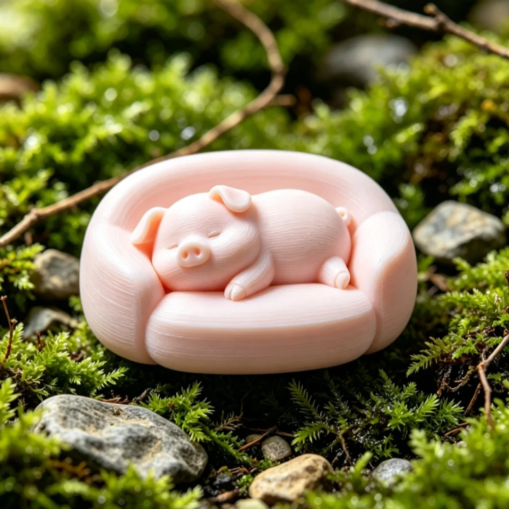 Cartoon Lazy Pig Statues Ornament 3D Print Sleepy Pig on Sofa Figurines Cute Table Decor Mini Animal Sculpture Home Office Decor