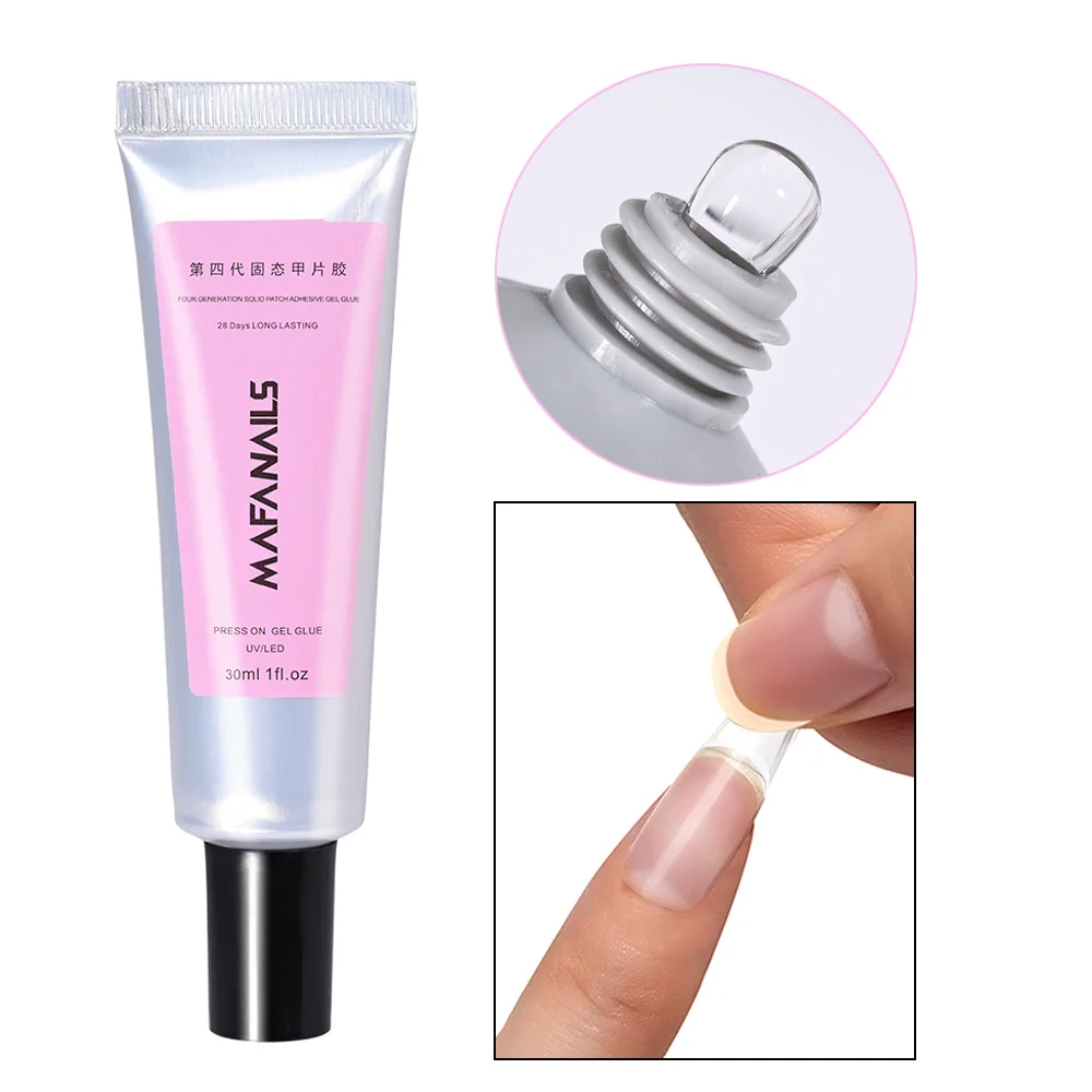 30g Gel Nail Tips Glue Gel Solid Glue Lamp Curing Needed Solid Soak Off Super Strong Press On Nail Acrylic Extension 4th