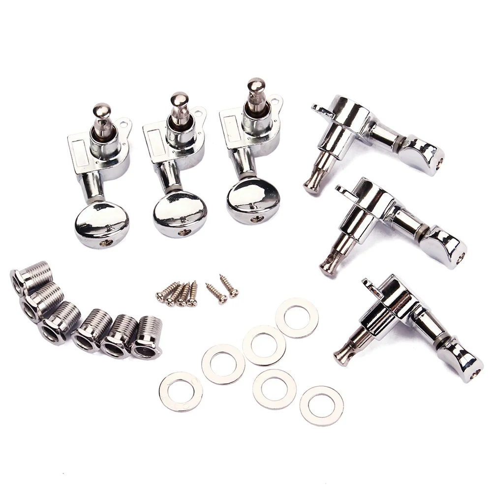 

Electric Guitar Tuning Pegs Silver 6-In-Line Machine Heads For Replacement Parts High Precision Metal