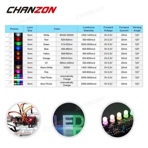 100 Stück 5mm LED -Diode emittierende Strohhut Micro Micro Indikator Weiß rotes grün blau gelb orange uv RGB Flading 3V DIY Lampe Hauptverkäufe lila LED -Reflektor - №7