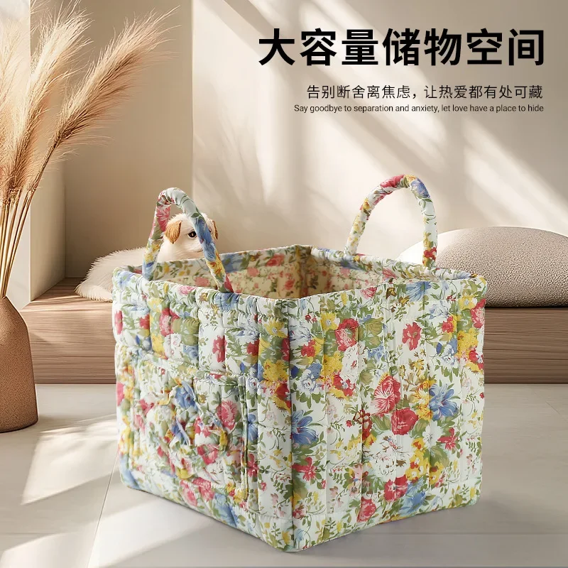 Large Capacity Diaper Organizer Portable Floral Nursery Storage Basket Newborn Essentials Diaper Storage Bag Outdoor Travel New